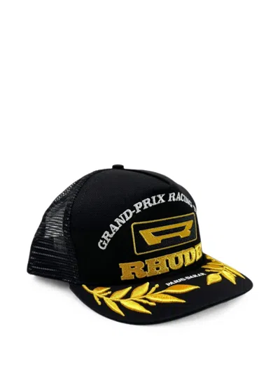 Rhude Racing Panel Trucker Hat In Black