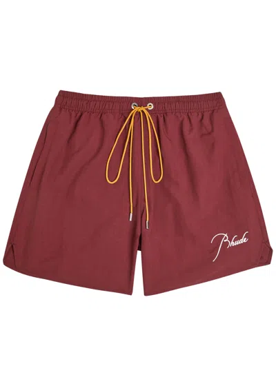 Rhude Radiator Logo-embroidered Shell Swim Shorts In Multi