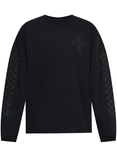 Rhude Raised-logo Cotton Sweatshirt In Black