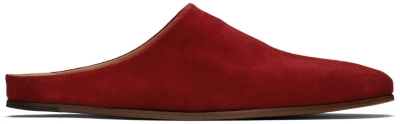 Rhude Red Chateau Suede Mules In Suede Red