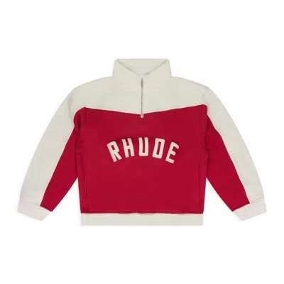 Rhude Red Contrast Quarter Zip Sweater In Multi