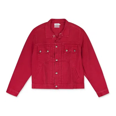 Rhude Pocket-details Button-down Denim Jacket In Red
