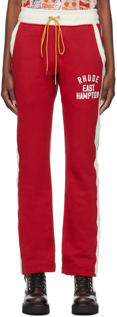 Rhude Red East Hamptons Lounge Pants In 1307 Red/cream