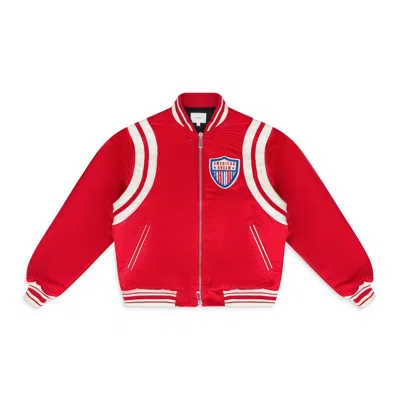 Rhude Satin Bomber Jacket In Red