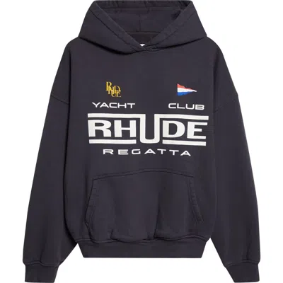 Rhude Regatta Club French Terry Graphic Hoodie In Black