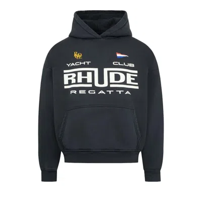 Pre-owned Rhude Regatta Club Hoodie 'vintage Black/white' | Men's Size S