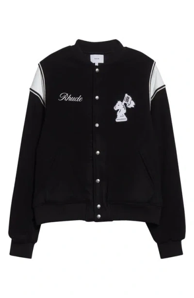 Rhude Regista Wool Blend Varsity Jacket In Black