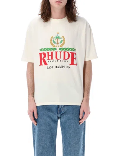 Rhude Relaxed Fit East Hampton Crest T-shirt For Men In White