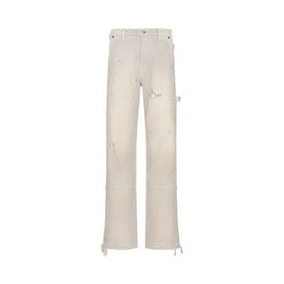Pre-owned Rhude Reza Denim Double Knee Pant 'elephant' | Cream | Men's Size L In White