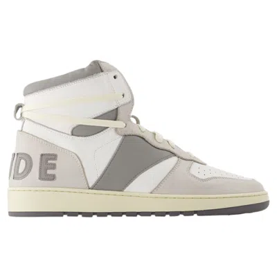 RHUDE RHECESS HI SNEAKERS - RHUDE - LEATHER - WHITE/GREY