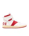 Rhude Man Sneakers Red Size 9 Leather In White