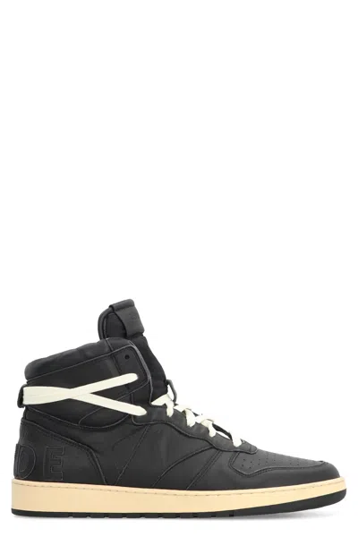 Rhude Rhecess Leather High-top Sneakers In Black
