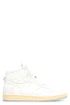 Rhude Rhecess Distressed Leather High-top Sneakers In White