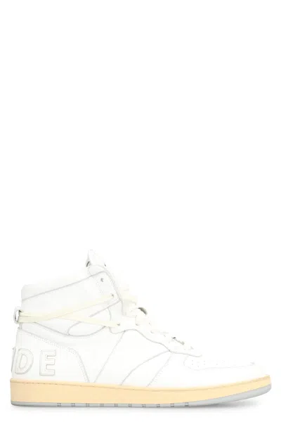 RHUDE RHECESS LEATHER HIGH-TOP SNEAKERS