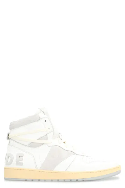 Rhude Rhecess Leather High-top Sneakers In White