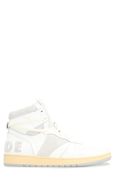 Rhude Rhecess Leather High-top Sneakers In White