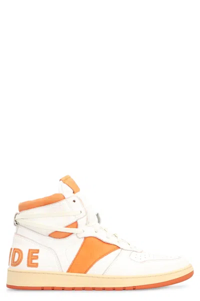 Rhude Rhecess Leather High-top Sneakers In White