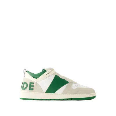 RHUDE RHECESS LOW SNEAKERS - LEATHER - WHITE/GREEN