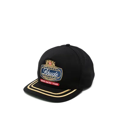 Rhude Rhpf26ha03511 Embroidered Logo Baseball Cap In Black