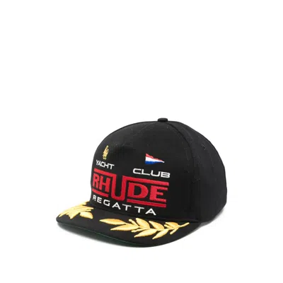 Rhude Rhps26ha01124 Embroidered Yacht Club Baseball Cap In Black