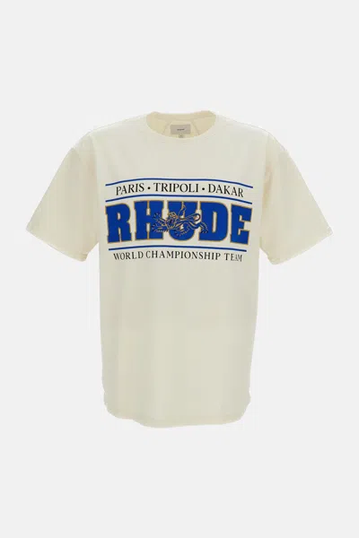 Rhude Chrono Crewneck Graphic Short Sleeve Shirt In Yellow