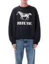 Rhude Black Crewneck Pullover In Black