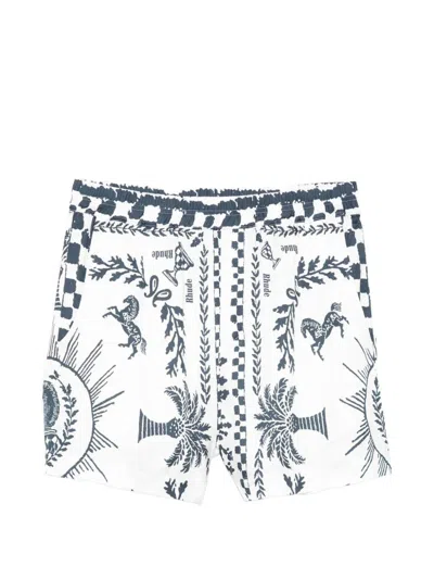 Rhude Graphic Print Shorts In White