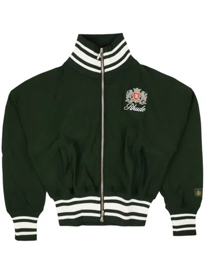 Rhude Forest Green Polyester Ribbed Track Jacket