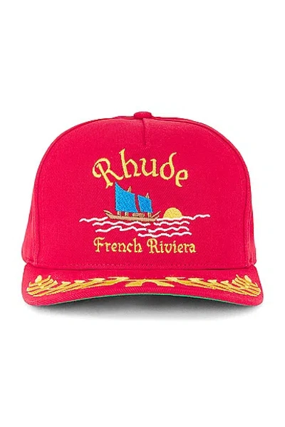 Rhude Riviera Sailing Hat In Red