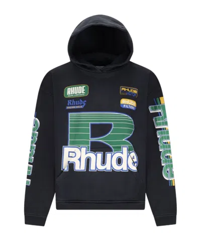 Rhude Roadway Racing Hoodie In Black
