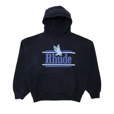 Pre-owned Rhude Rossa Hoodie 'vintage Black/blue' | Men's Size L