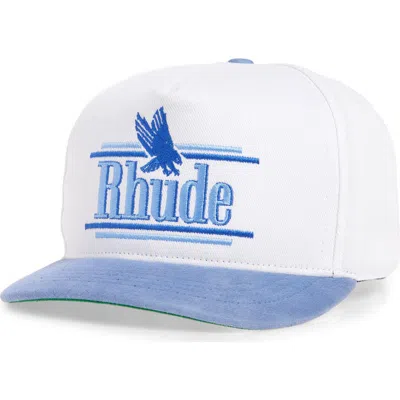 Rhude Rossa Logo Embroidered Twill Baseball Cap In White