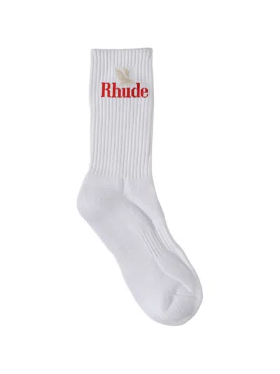 Rhude Rossa Logo-print Socks In White