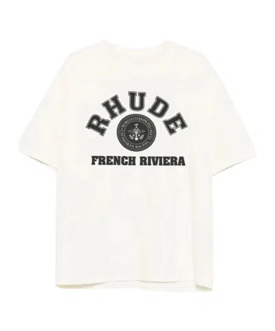 Rhude Round Neck Short Sleeve T-shirt In White