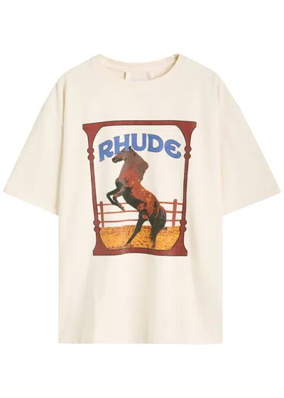 RHUDE RHUDE RUDHE CADRE PRINTED COTTON T-SHIRT