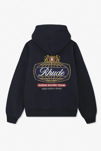 Rhude Safari Crest Hooded Top In Blue