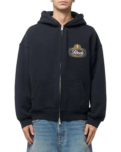 Rhude Safari Logo Graphic Zip Hoodie In Blue