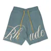 Rhude Sage Knit Script Shorts In Blue