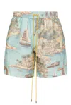 Rhude Sailing Map Linen Swim Trunks In Multi