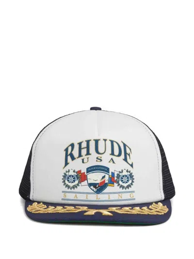 Rhude Usa Sailing Icon Trucker Hat In Blue