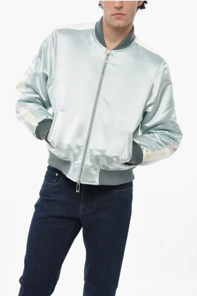 Rhude Satin Boys 02 Bomber With Contrast Side Bands In Blue
