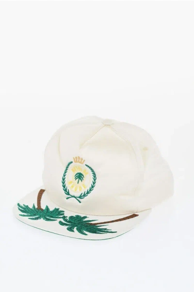 Rhude Satin Cap With Contrast Embroidery In White