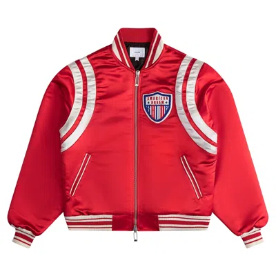 Pre-owned Rhude Satin Varsity Jacket 'red/ivory' | Men's Size L