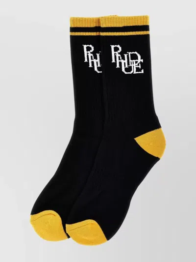 RHUDE SCRAMBLE LOGO MID-CALF RIBBED SOCKS