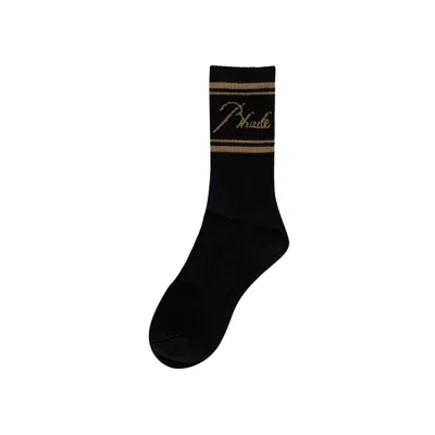 Pre-owned Rhude Script Logo Sock 'black/gold' | Men's Size Onesize
