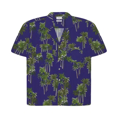 Pre-owned Rhude Searsucker Hawiian Shirt 'blue/green'