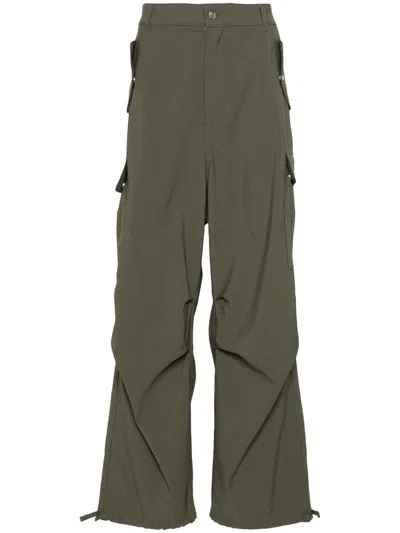 Rhude Pinstripe Straight-leg Cargo Trousers In Green