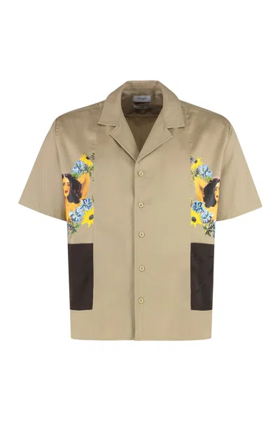 Rhude Short Sleeve Cotton Shirt In Nude