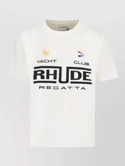 Rhude Short Sleeve Crew Neck Graphic T-shirt In White
