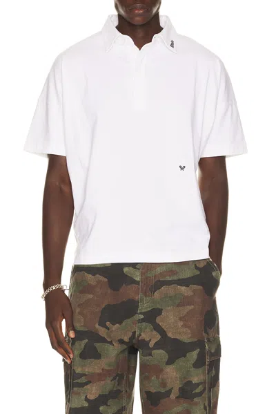 Rhude Short Sleeve Jersey Polo Shirt In White